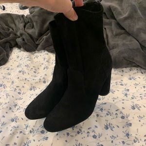 Black suede ankle booties